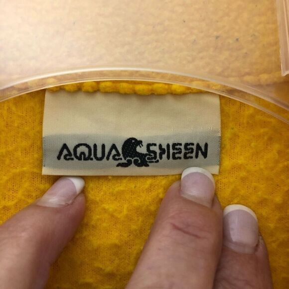 Vintage Aqua Sheen Womens Solid Long Sleeve Button Down Fleece Jacket Yellow Siz - Picture 6 of 6